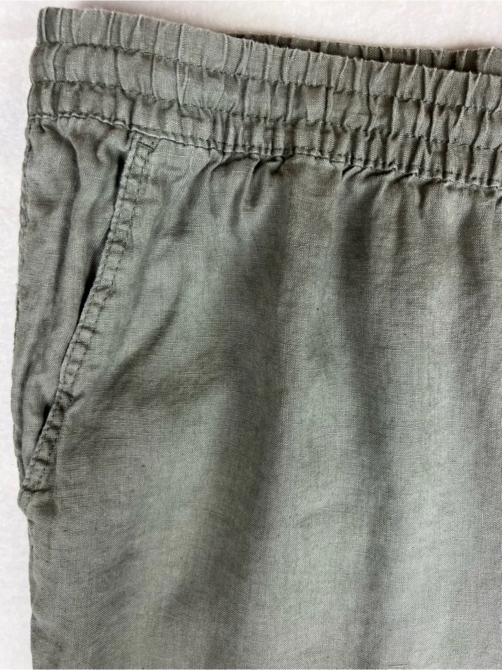 H&M Gray 100% Linen Drawstring Elastic Waist Relaxed Pants Coastal Grandma XXL